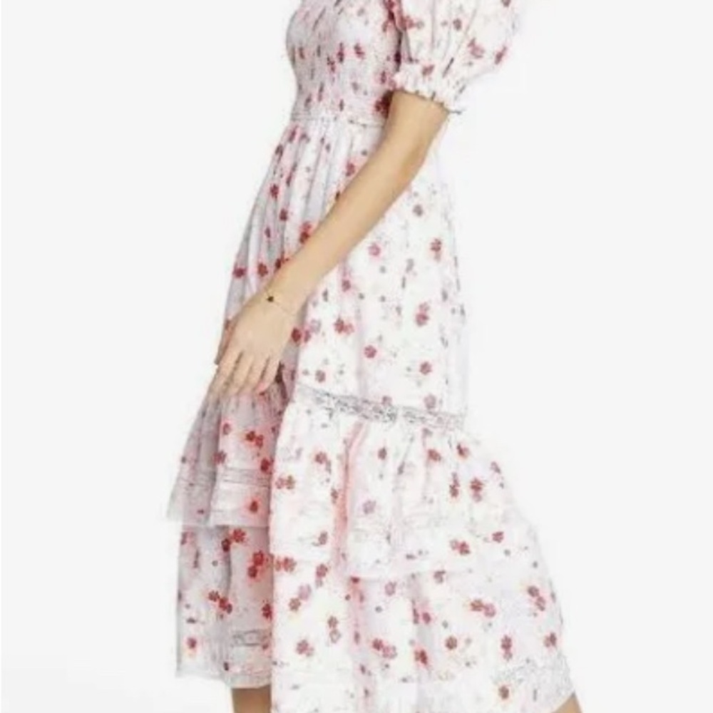 LoveShackFancy White Ruffled Tiered Midi Dress